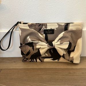 Rose Watercolor Canvas Kate Spade Bow Clutch or Wristlet